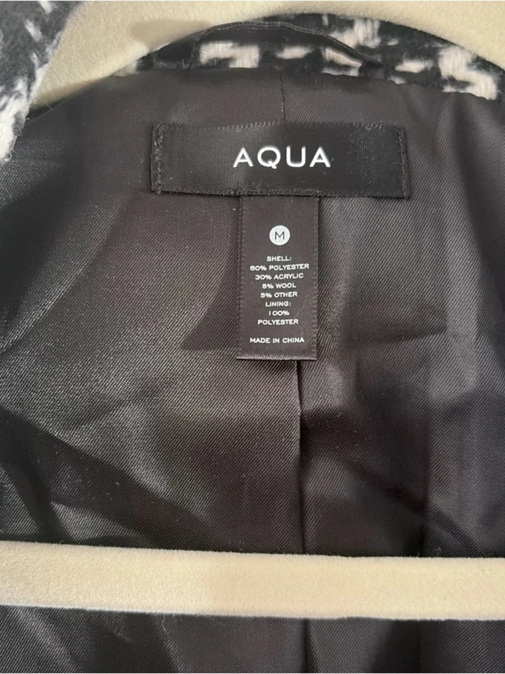 Aqua 100% Exclusive Houndstooth Knee Length Jacket Size Medium - Picture 9 of 9